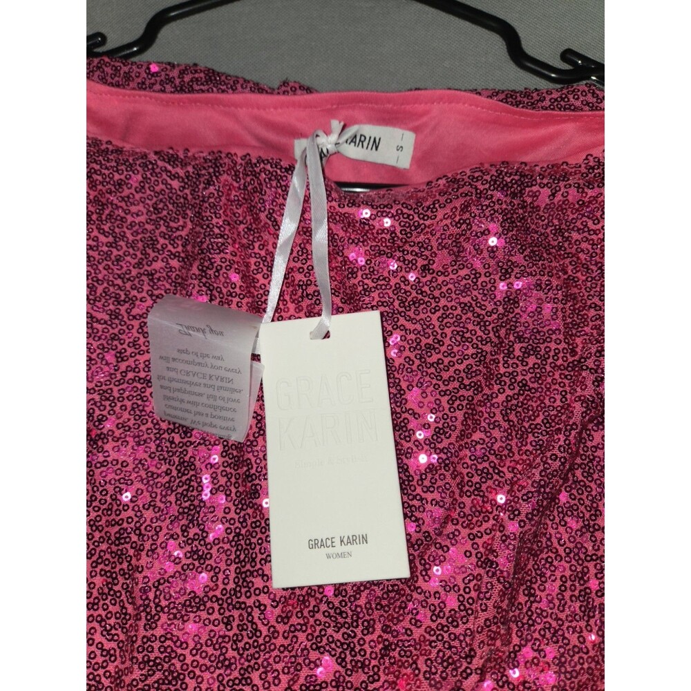 ​GRACE KARIN Sequin Mini Dress Size S Pink Sparkle Elegant Party Dress - Picture 3 of 12